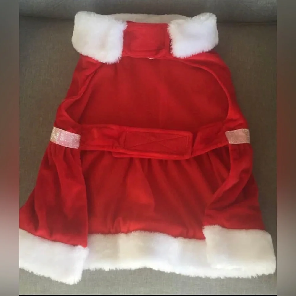 NWOT Santa Paws Coat Velvet and Rhinestones Size L/XL